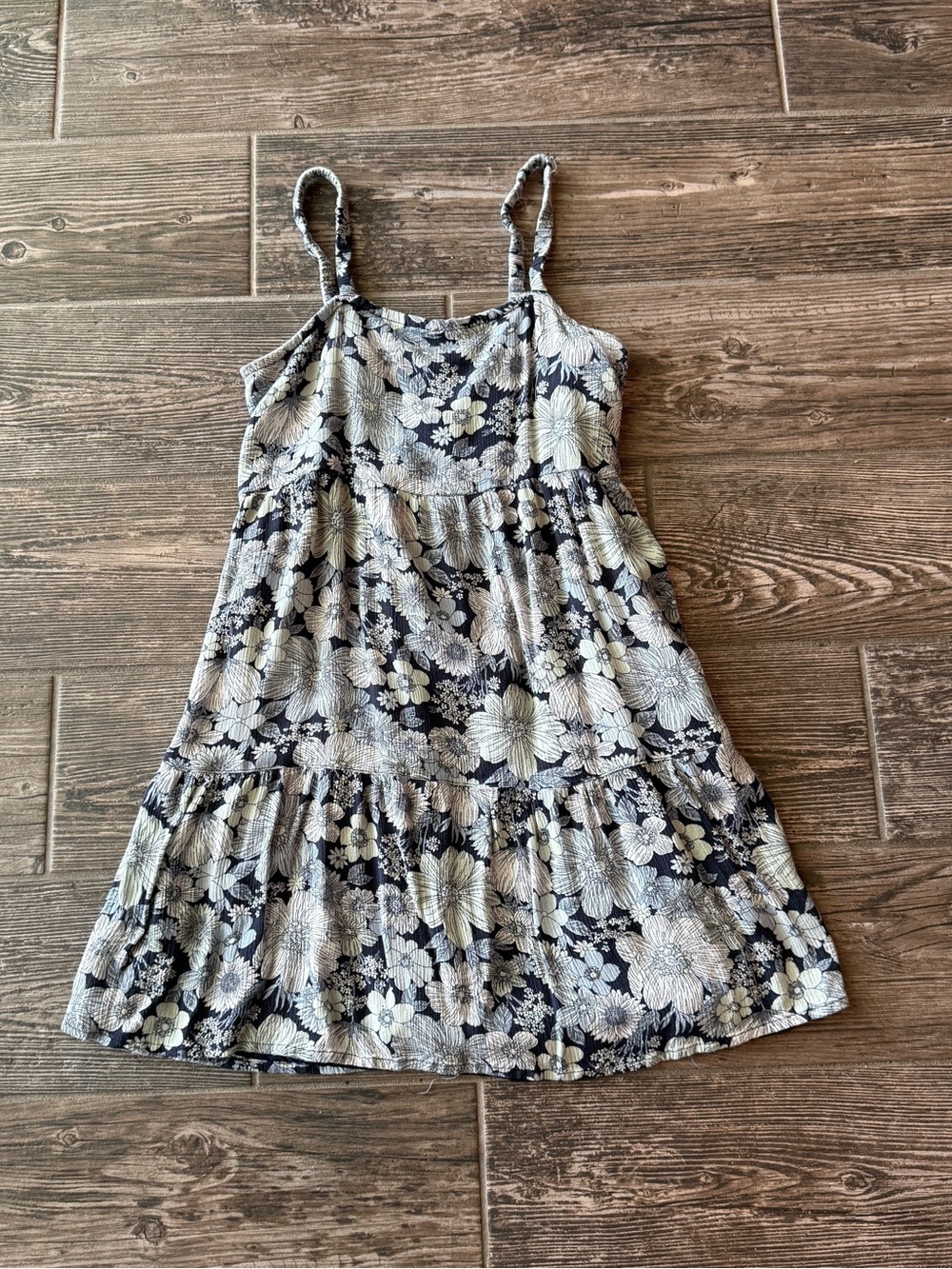 Abercrombie Kids Floral Print Tiered Spaghetti Strap Mini Dress